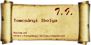 Tomcsányi Ibolya névjegykártya